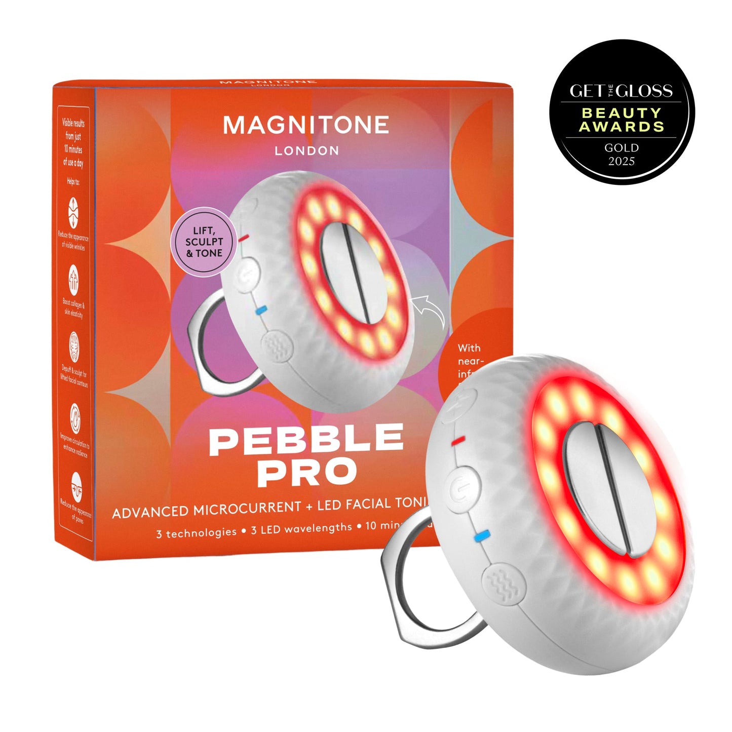 Dispositivo de tonificación facial con microcorriente y LED Pebble Pro Advanced